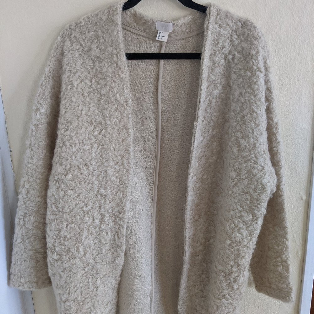 H&M Oversized Faux-Shearling Open Jacket / cream